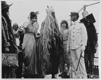 King Neptune and Davy Jones greet the commanding officer prior to the King’s address to his fellow sons and daughters of the sea.